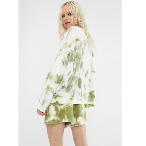Free People Kelly Set XS NWT Sweatshirt Shorts Washed Tie Dye Knit Loungewear - Picture 12 of 16
